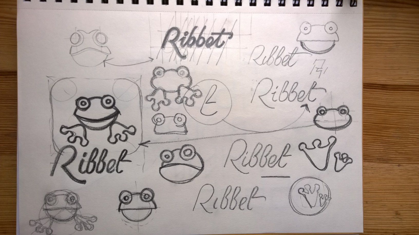 ribbet logo design frog mascot sketches