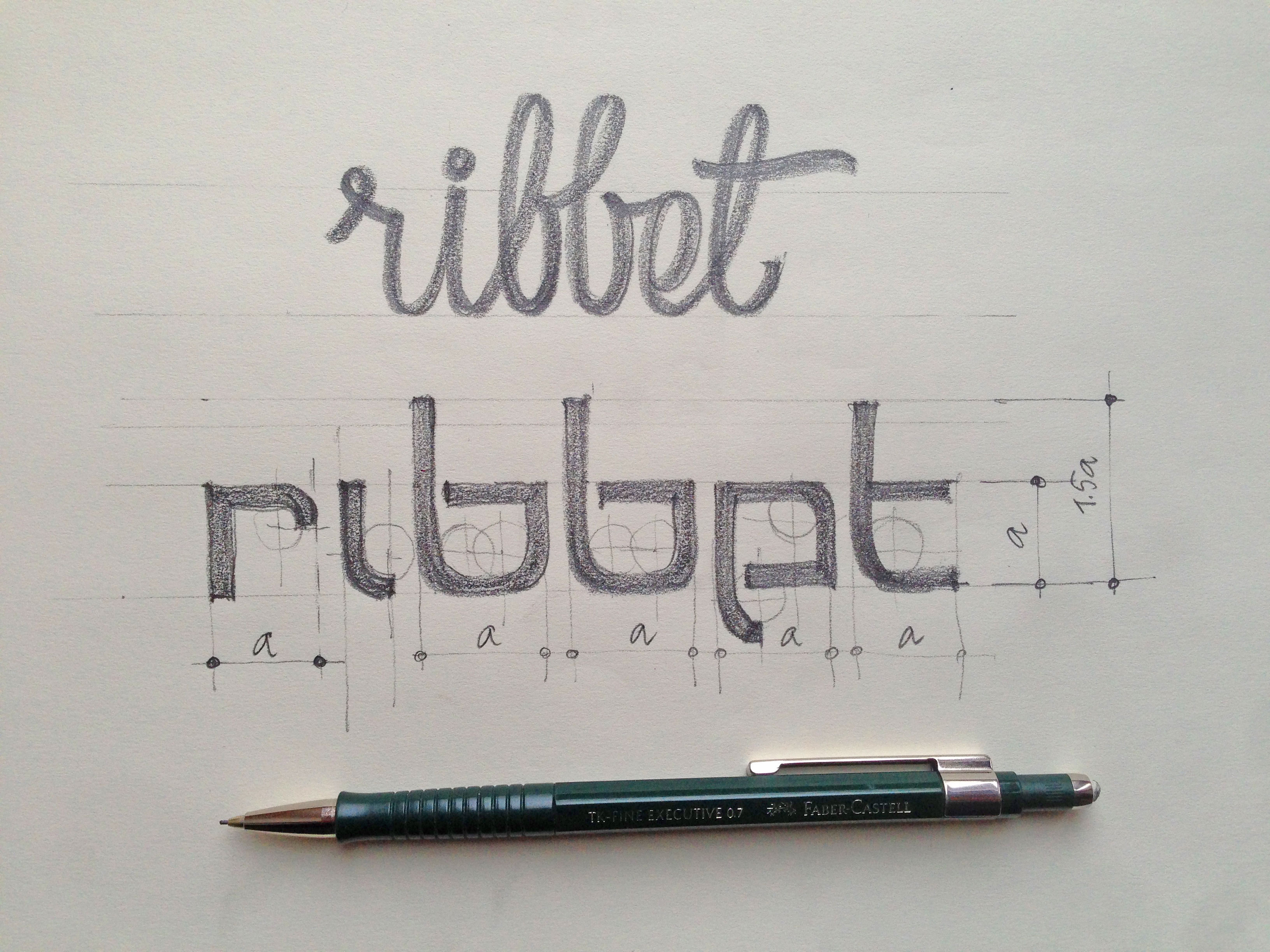 ribbet logo design lettering sketch