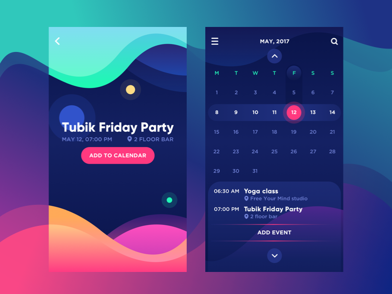 bright vibe calendar UI design