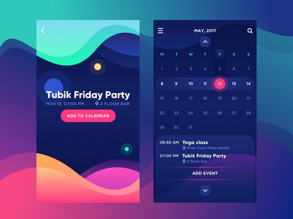 calendar app ui design tubik