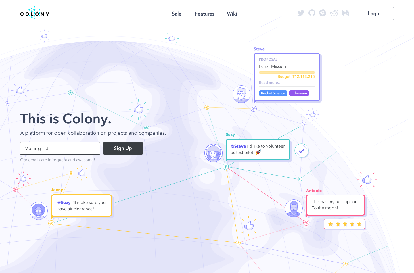 colony landing page design