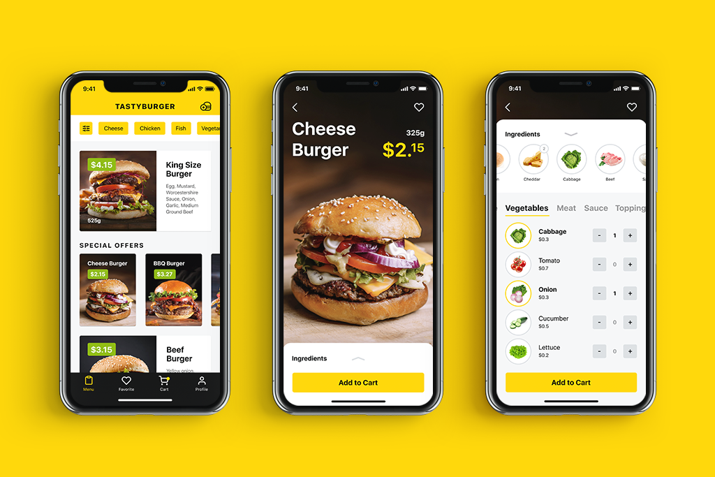 tasty burger app design UI tubik