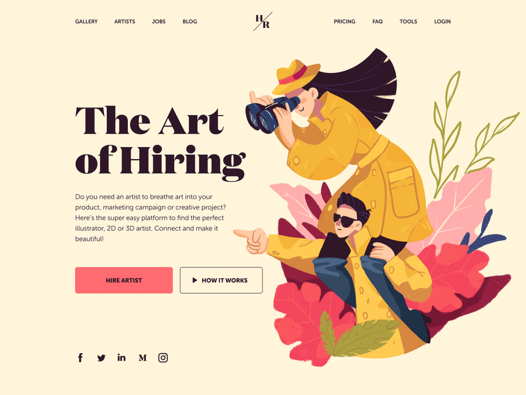 hiring artist website design illustration
