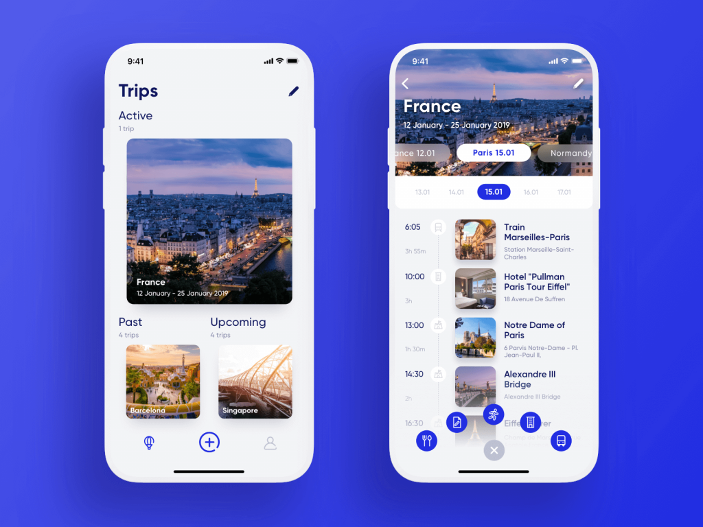 travel planner app UI tubik