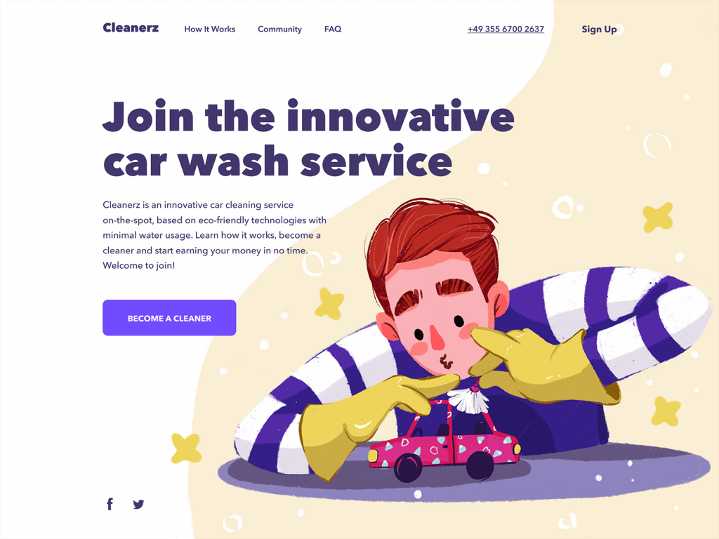car wash service website tubik