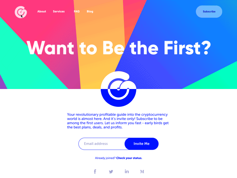 landing page animation cryptocurrency service tubik