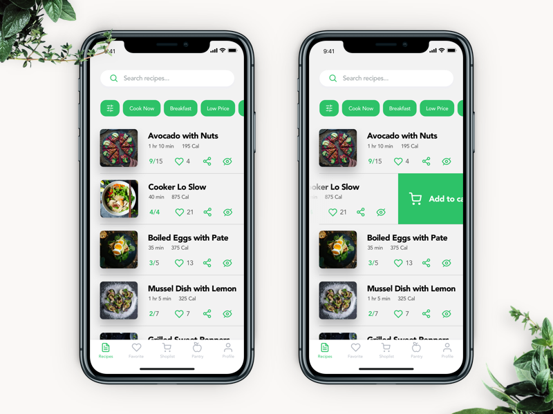 ui desing interface food app recipe list