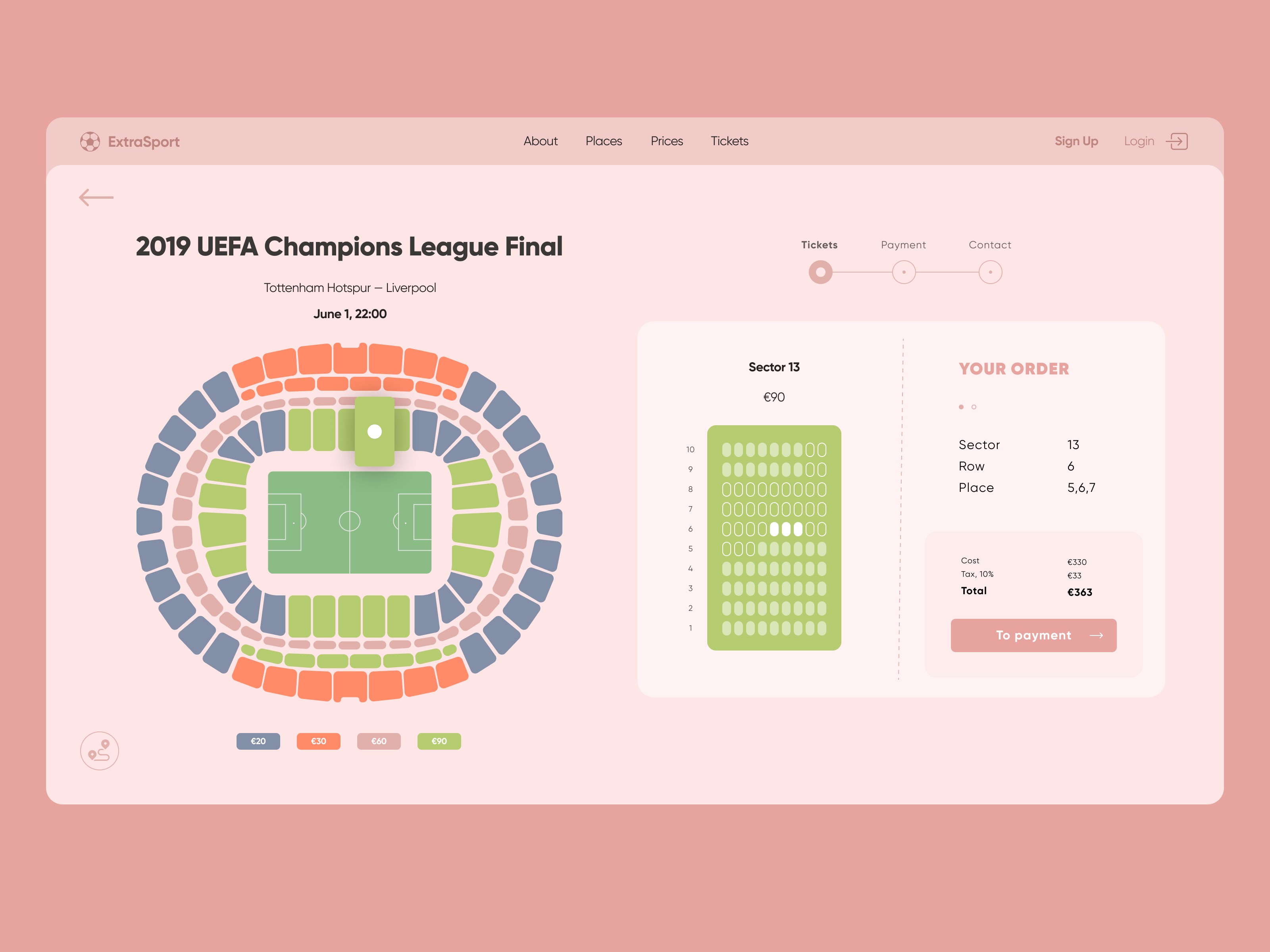 football cup tickets ui design tubik