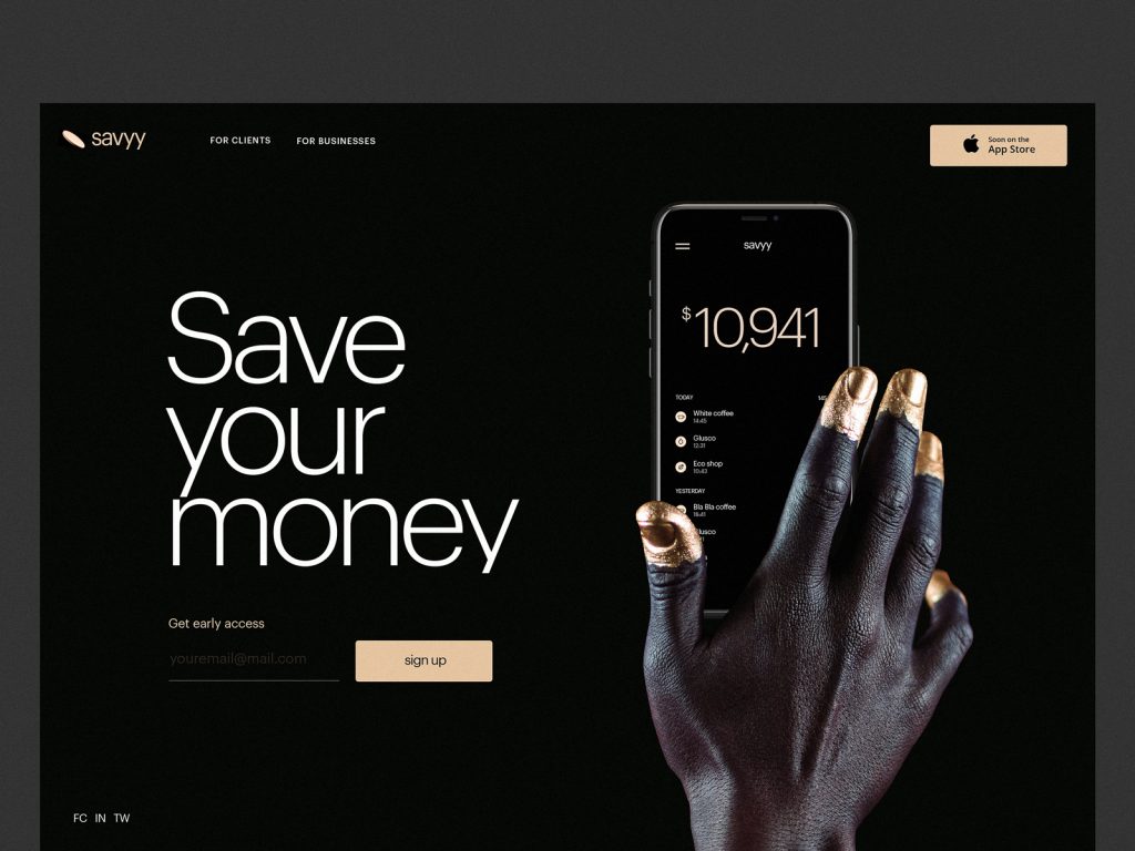 financial service landing page