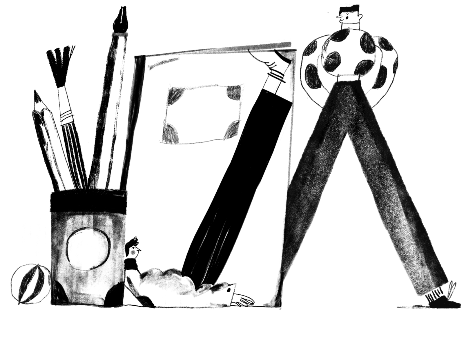 black and white illustrations tubik
