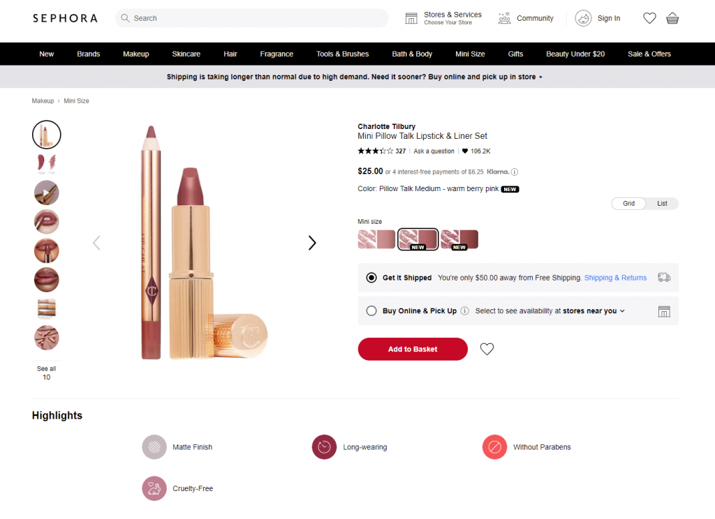sephora product page