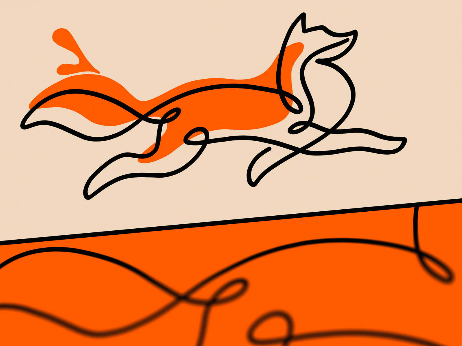 fox illustration lineart