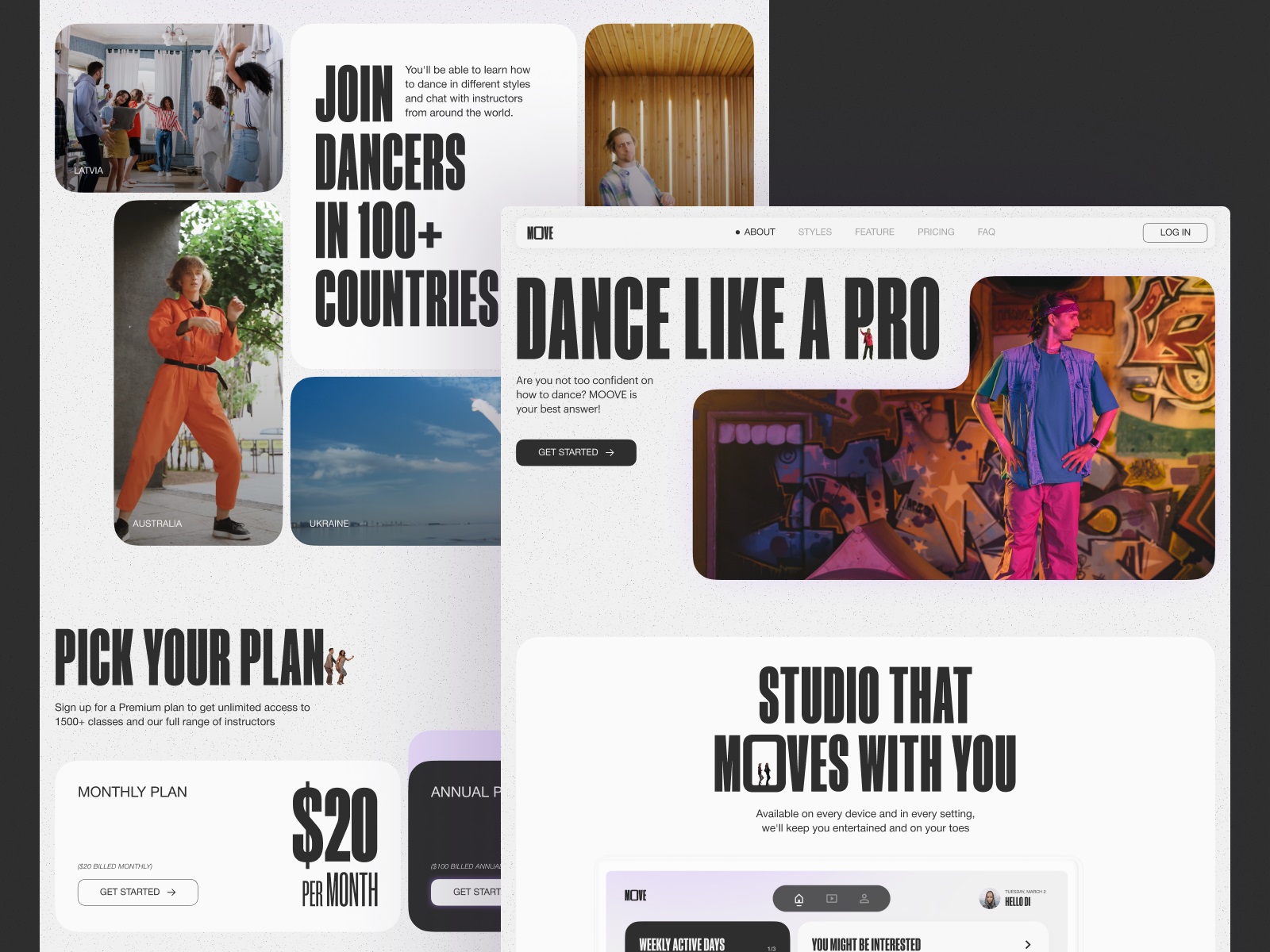 dance classes website design tubik
