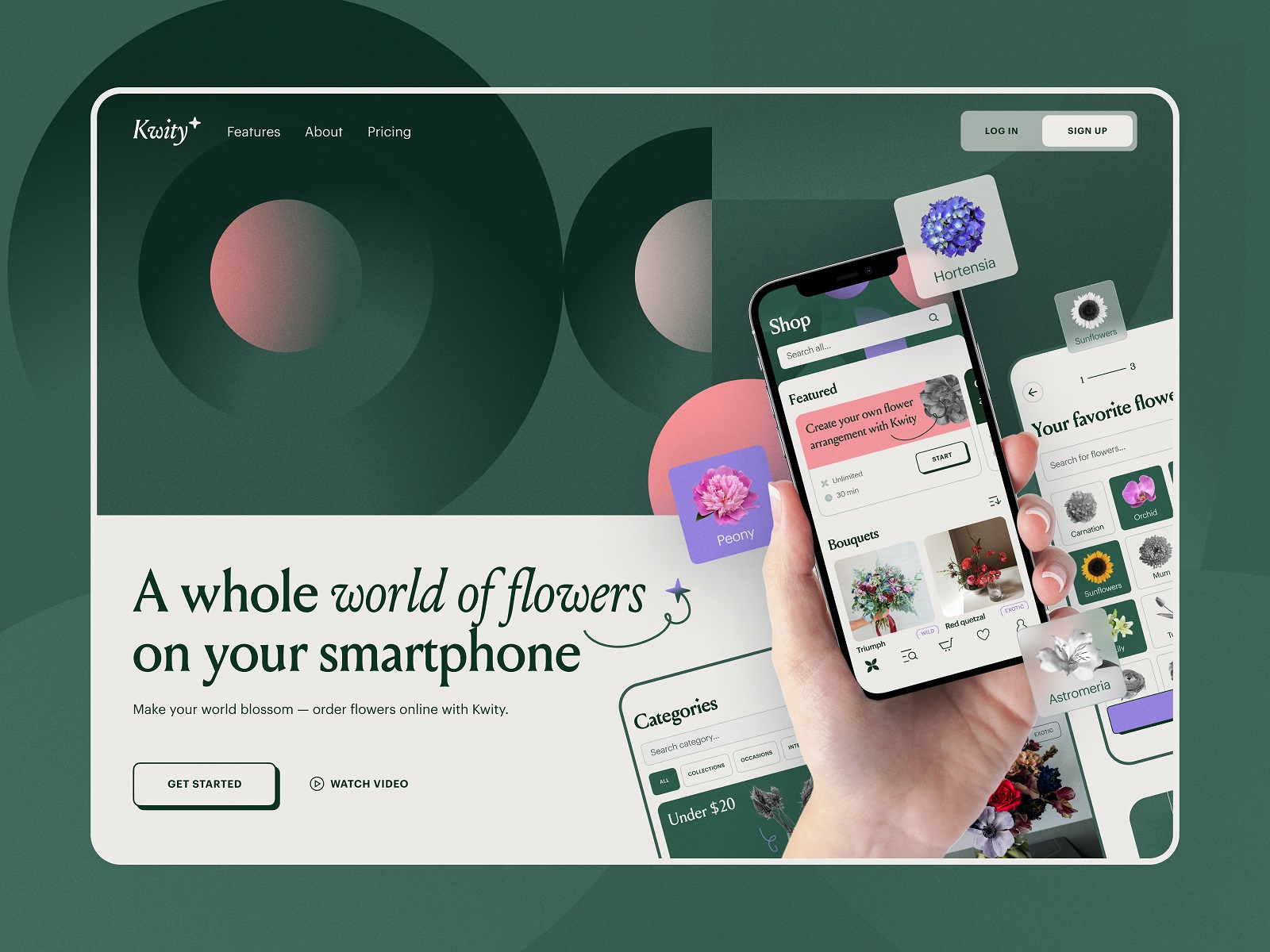 flower store app design landing page