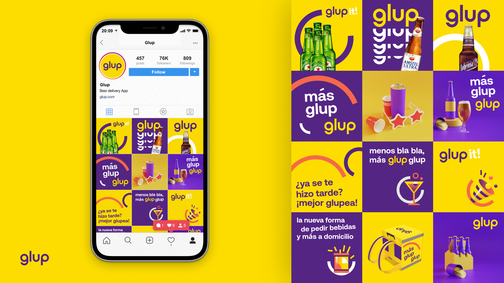 social networking design glup delivery app branding case