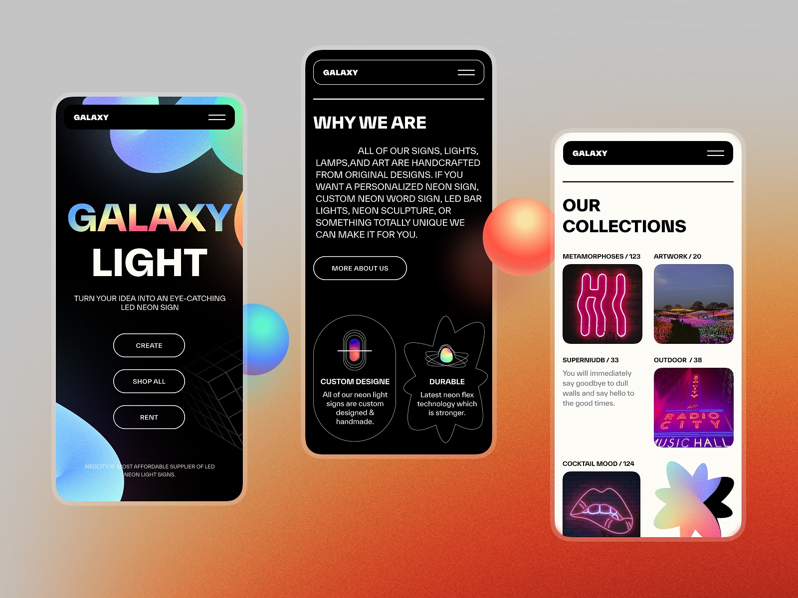 mobile website ecommerce neon signs tubik design