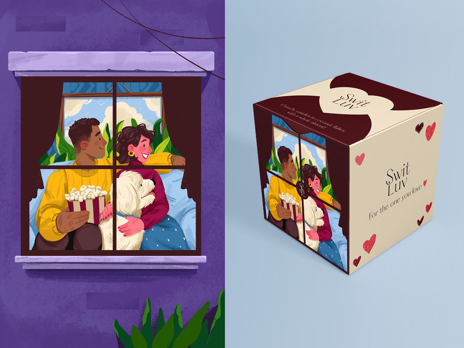 romantic sweets box design illustration tubikarts