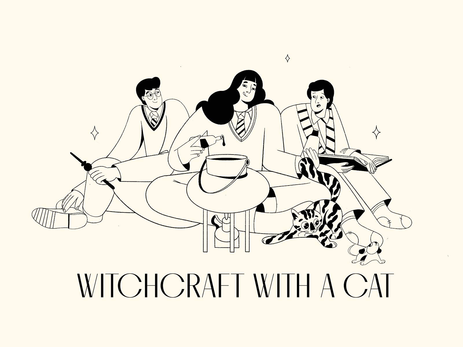 life with cat cards witchery tubikarts illustration
