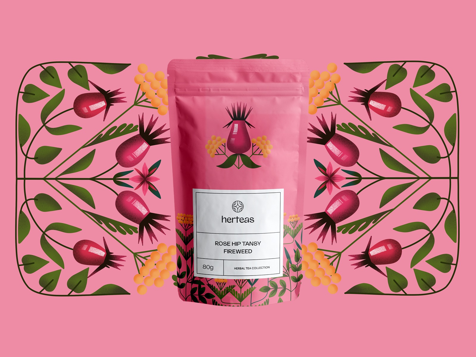herbal tea pink pouch design tubikarts