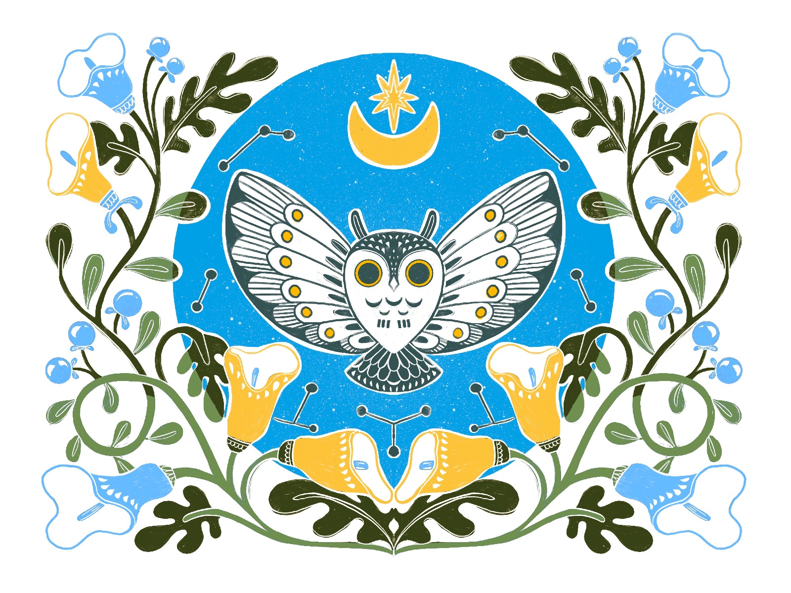 nature patterns owl illustration tubikarts