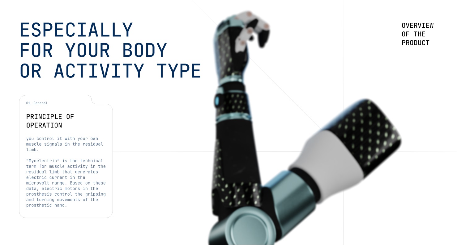prosthetic website design hand 3d tubik