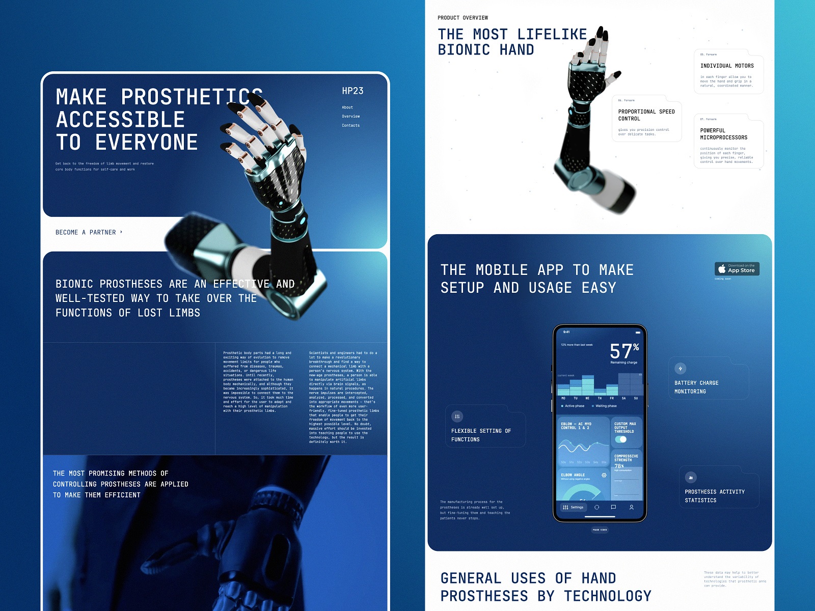 prosthetic website home page tubik design