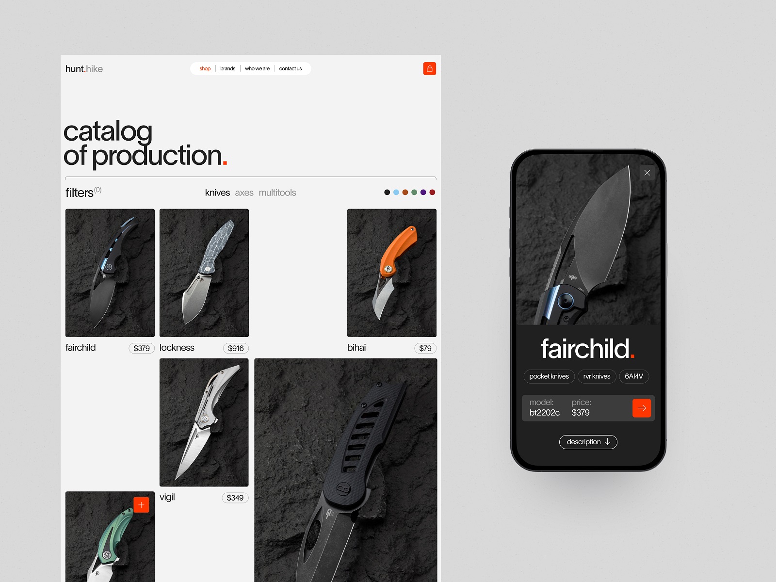 knives producer website tubik design