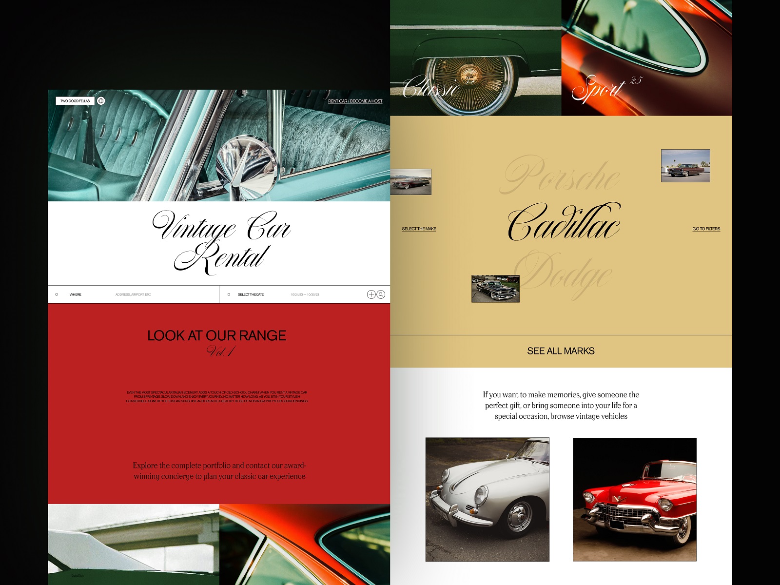 vintage car rental website tubik