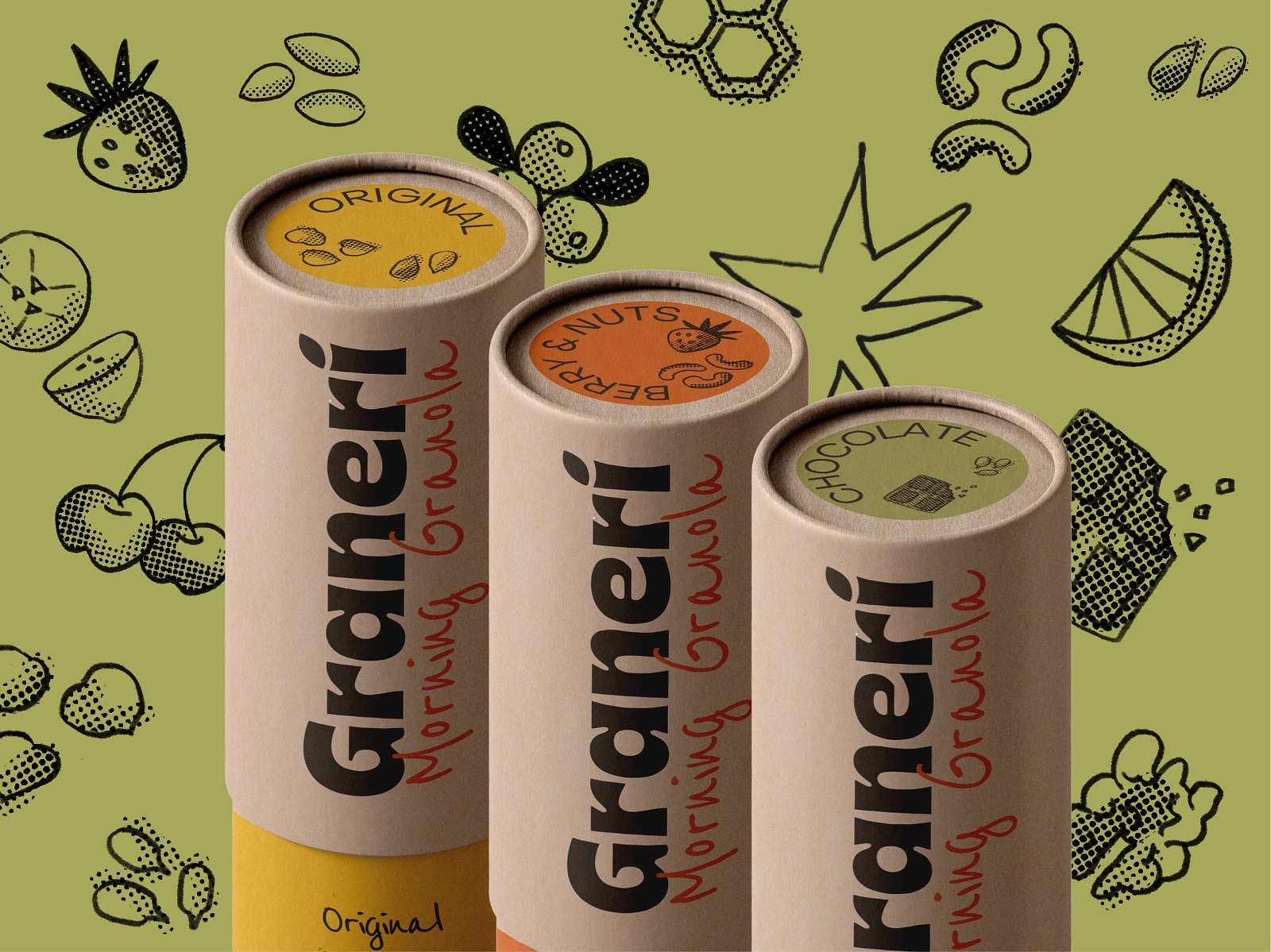 granola packaging design paper tubes tubik arts