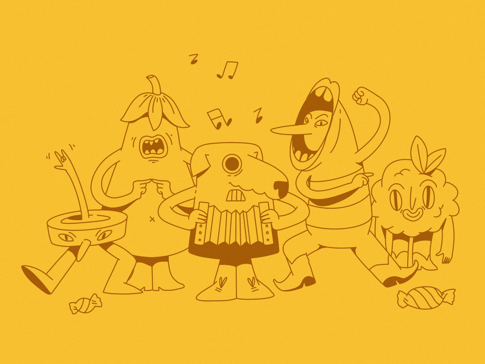 funny characters line art concept tubikarts