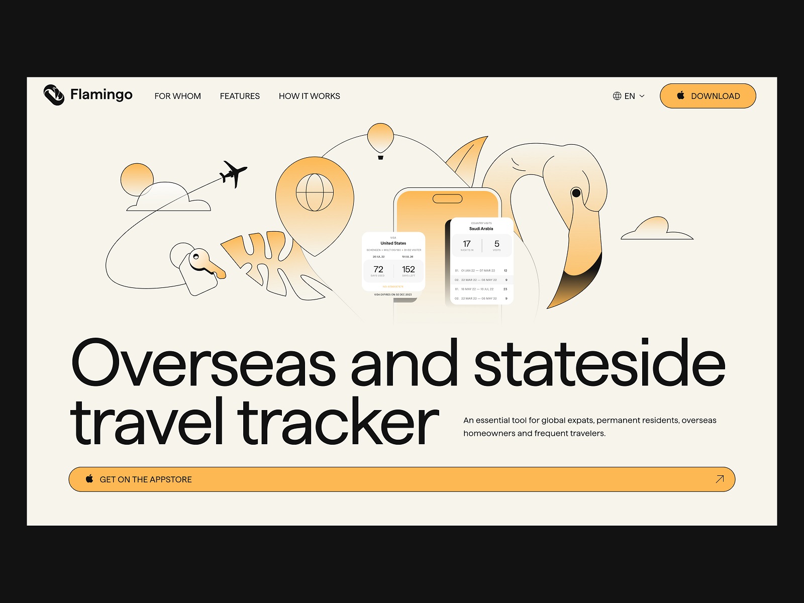 travel tracker website hero section tubik