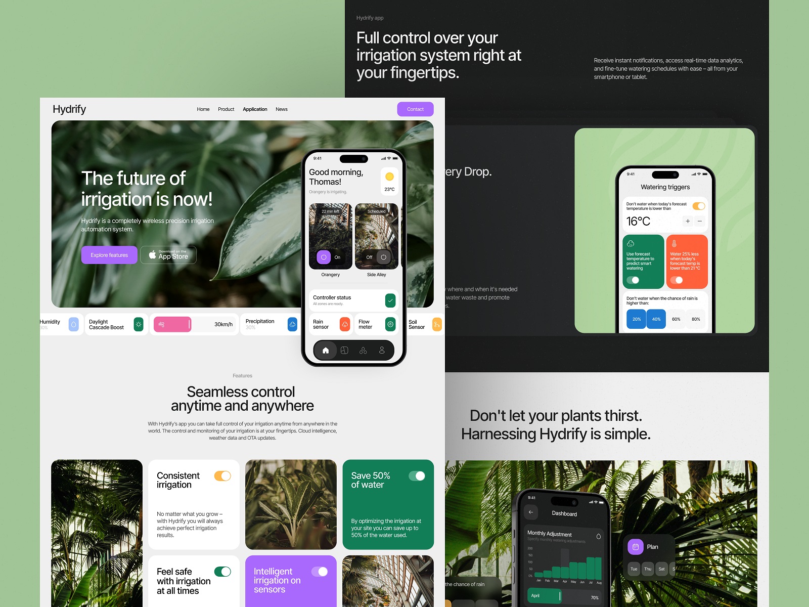 automatic watering system landing page tubik design