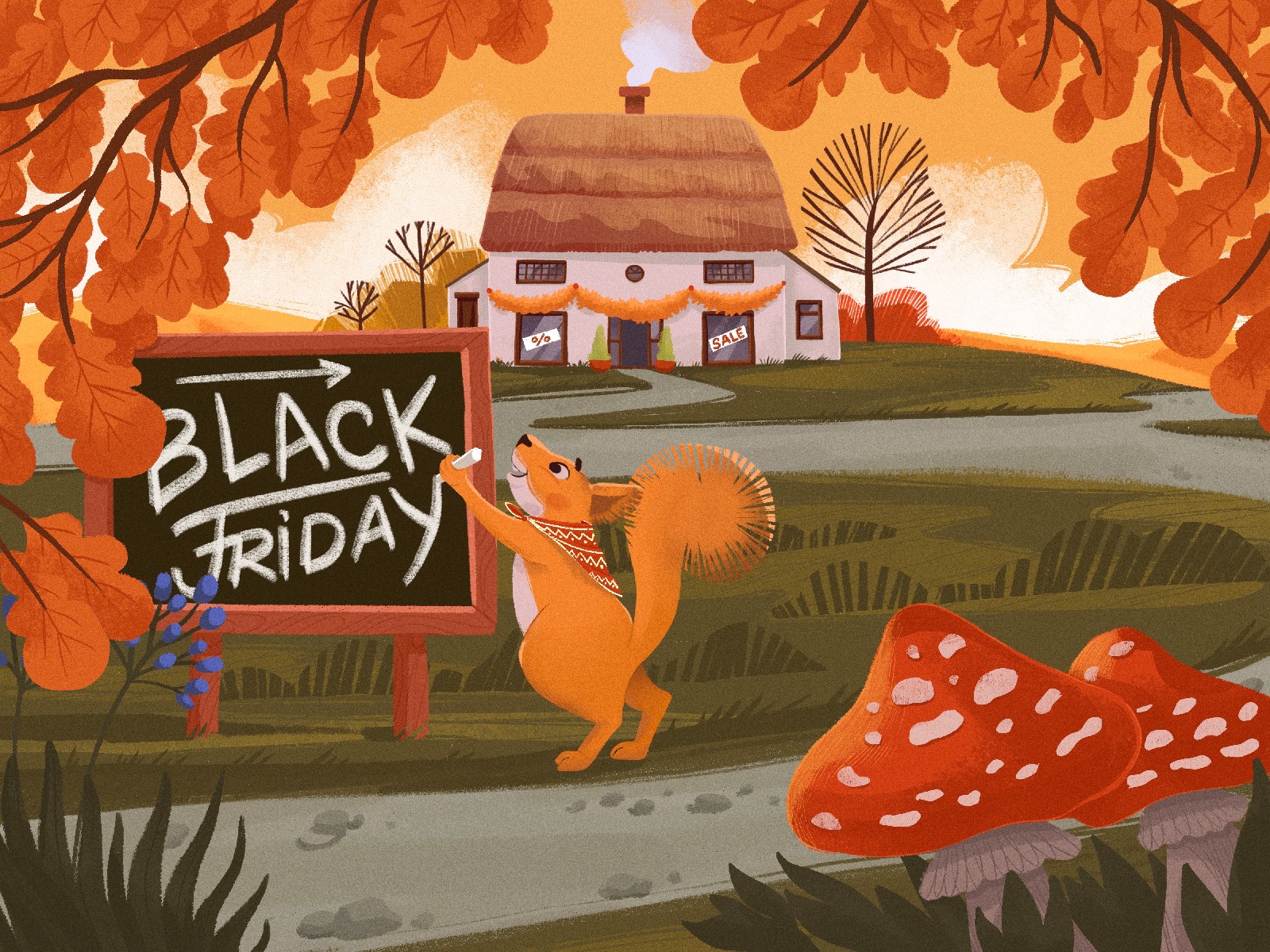 autumn colors black friday tubikarts illustration