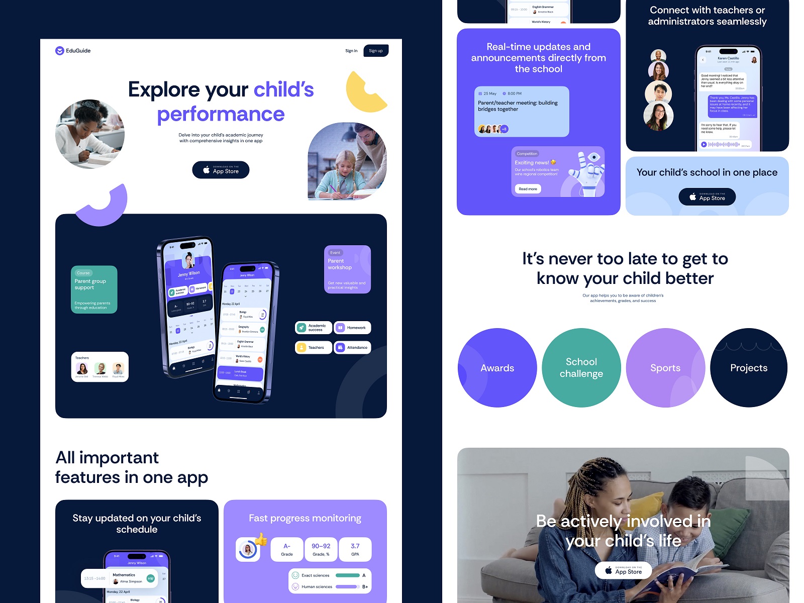 education app landing page design tubik