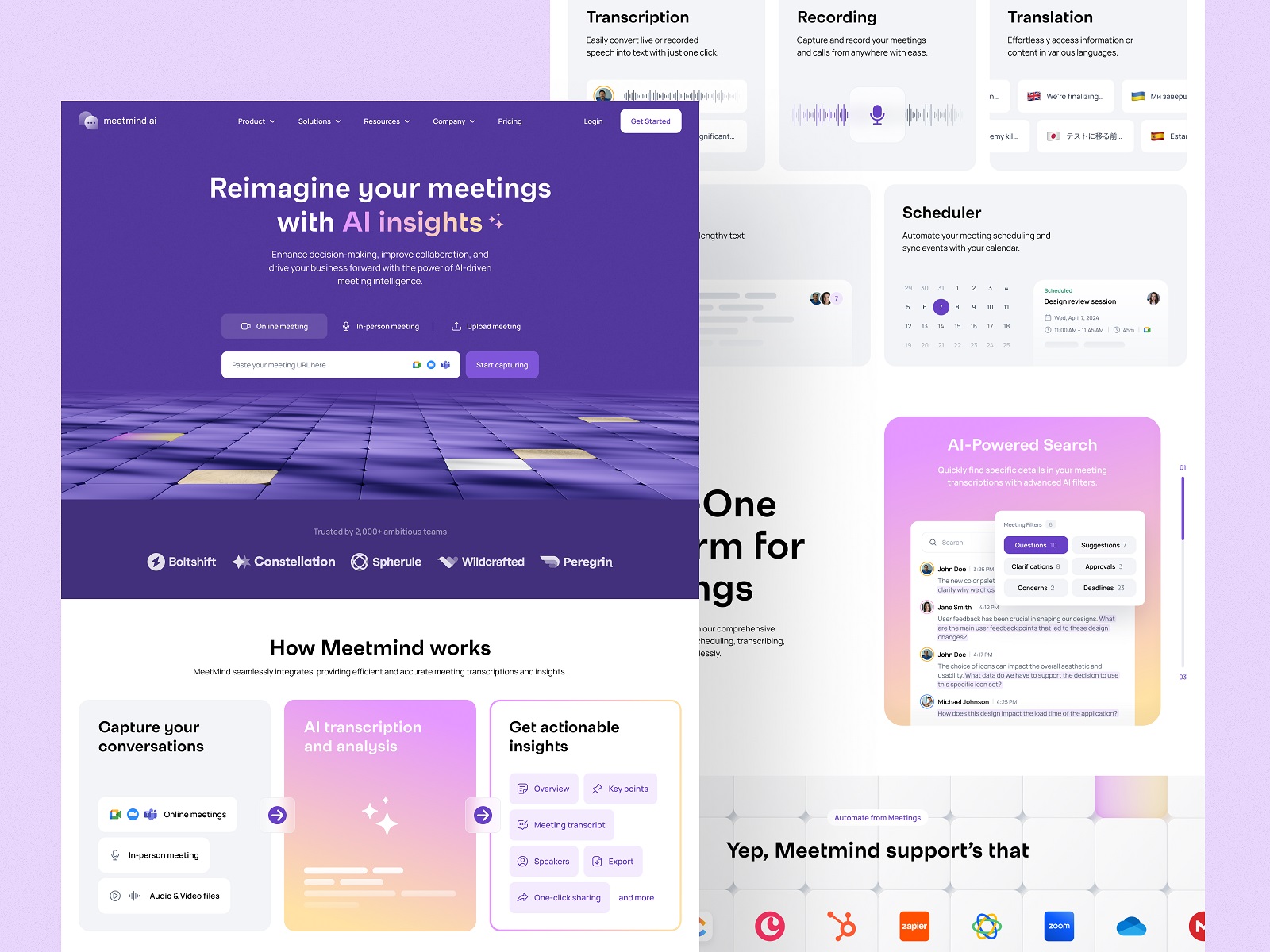 meeting tool landing page design tubik