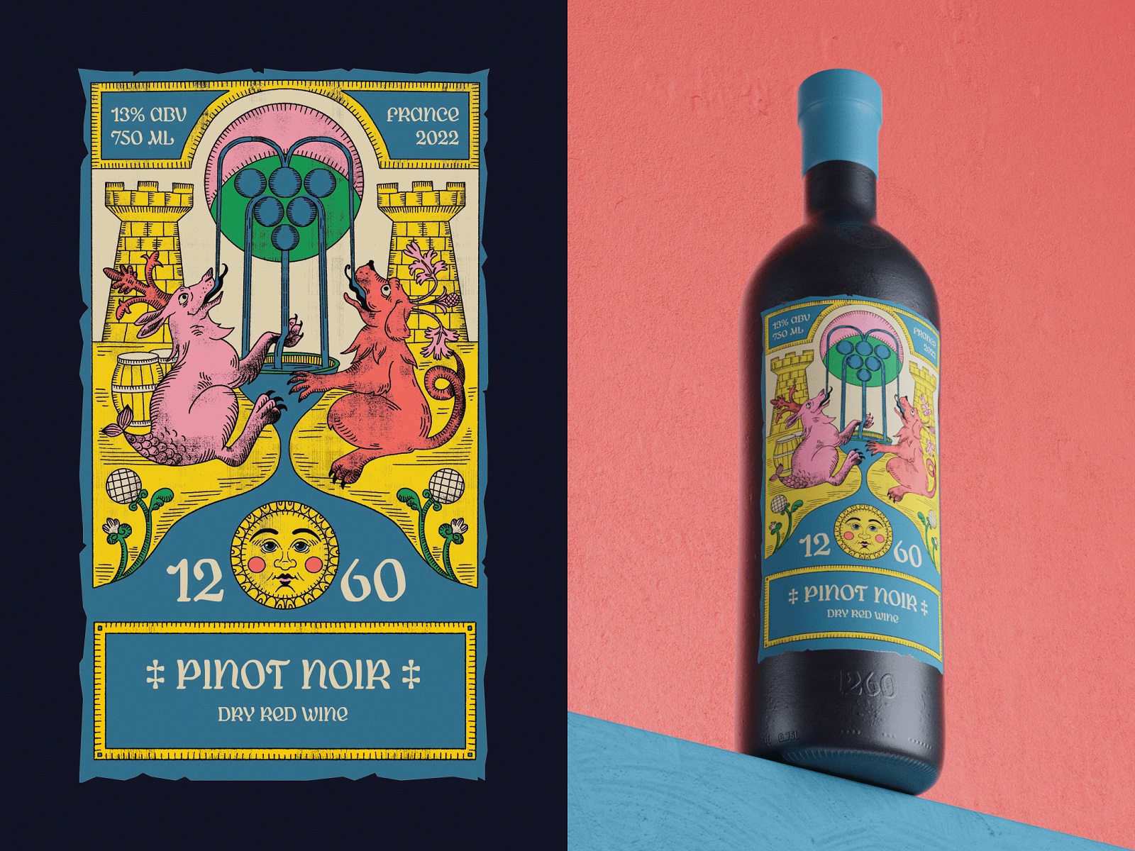 medival style wine packaging tubik arts design