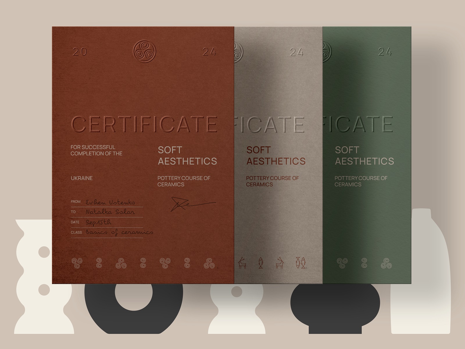 pottery and ceramics brand identity design tubikarts certificate